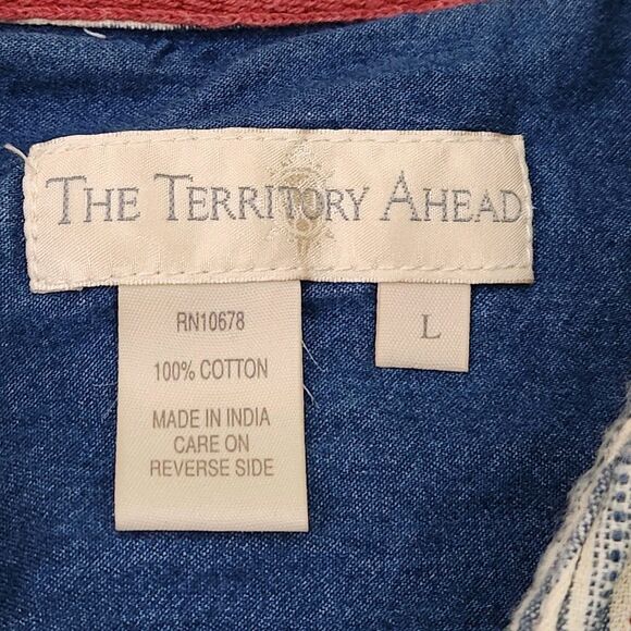 The Territory Ahead Button Up Shirt Men's L Long Sleeve Striped Southwest Aztec - Picture 2 of 3